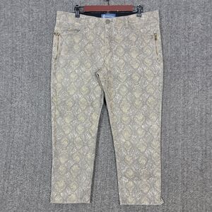 Democracy Pants Womens 16 Gray & Tan Snakeskin Print Ab Solution Cropped Jeans